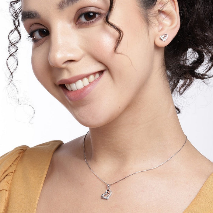 Nested Heart 925 Silver Jewellery Set