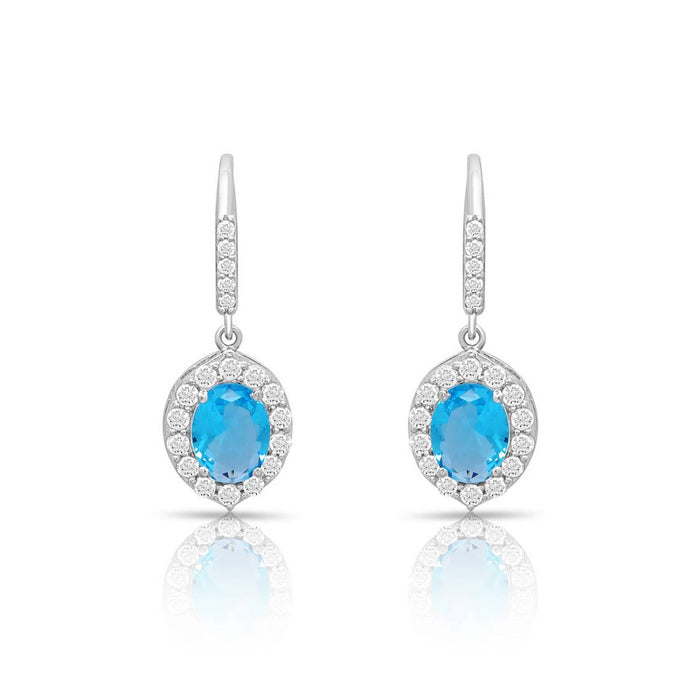 Ocean Blue Rhodium Plated 925 Sterling Silver Earrings