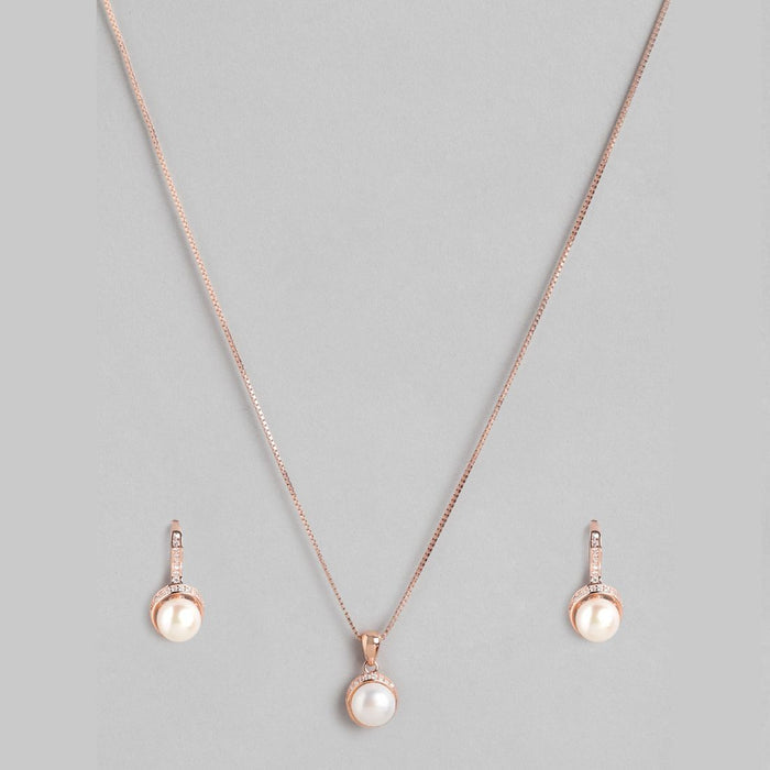 Ocean Blush Freshwater Pearl Rose Gold-Plated 925 Sterling Silver Jewelry Set