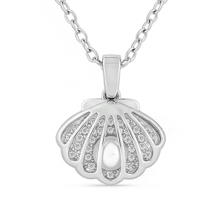 Ocean's Secret Pearl Rhodium Plated 925 Silver Necklace