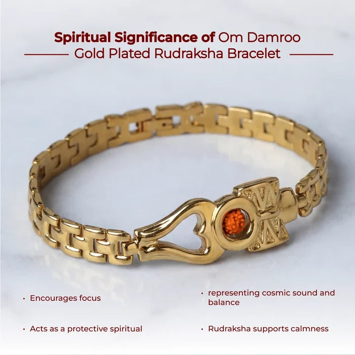 Om Damroo Gold Plated Rudraksha Bracelet - view 4
