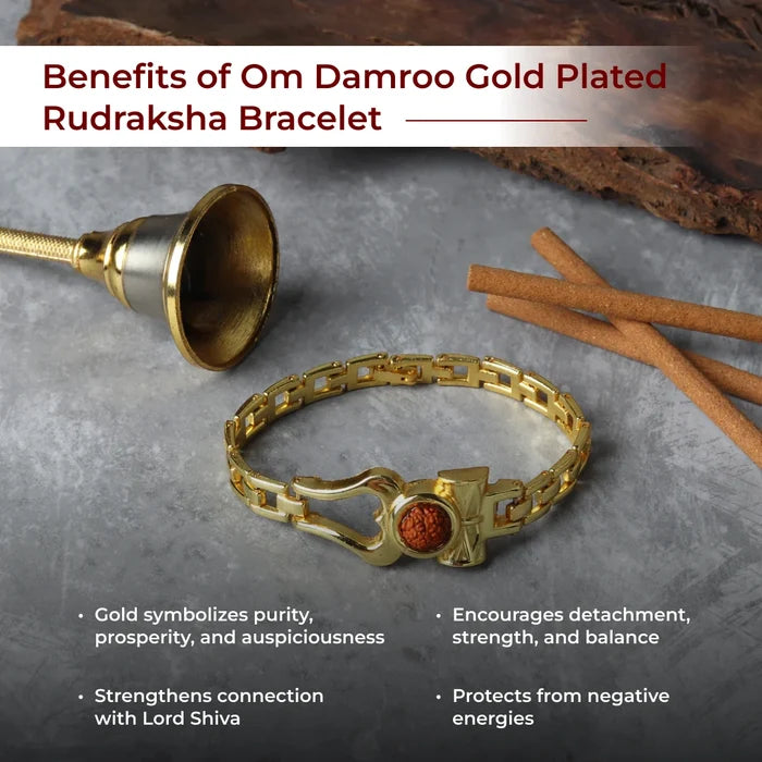 Om Damroo Gold Plated Rudraksha Bracelet - view 5