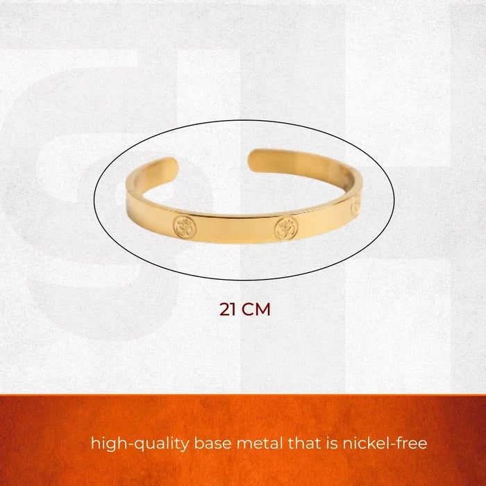 Om Engraved Gold Plated Cuff Bracelet - view 3