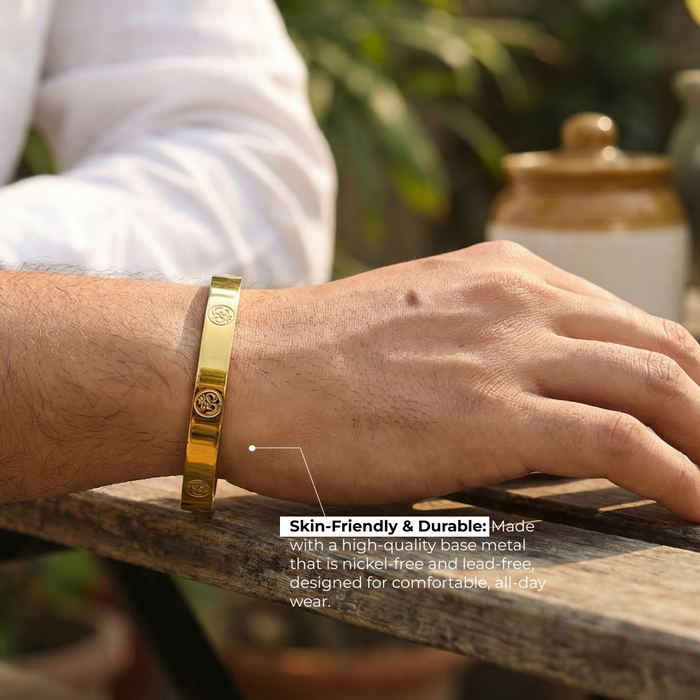 Om Engraved Gold Plated Cuff Bracelet - view 7