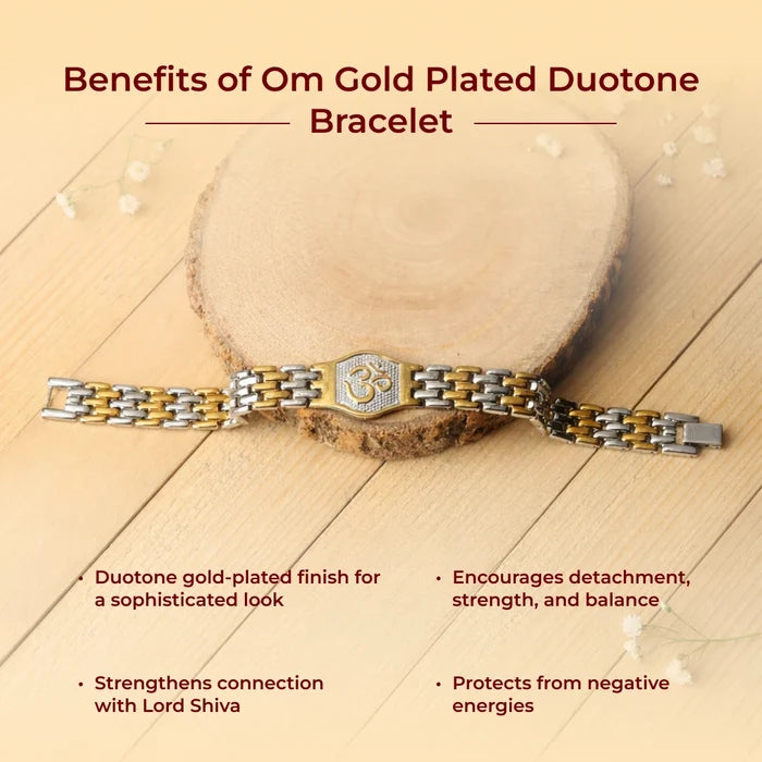 Om Gold Plated Duotone Bracelet - view 4