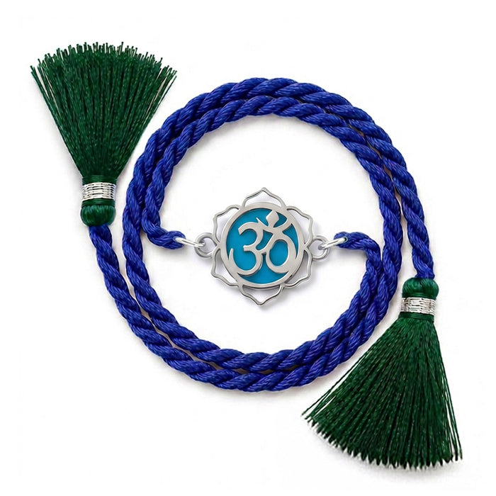 Om Lotus Rhodium Plated 925 Silver Rakhi
