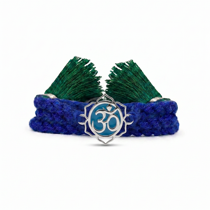 Om Lotus Rhodium Plated 925 Silver Rakhi
