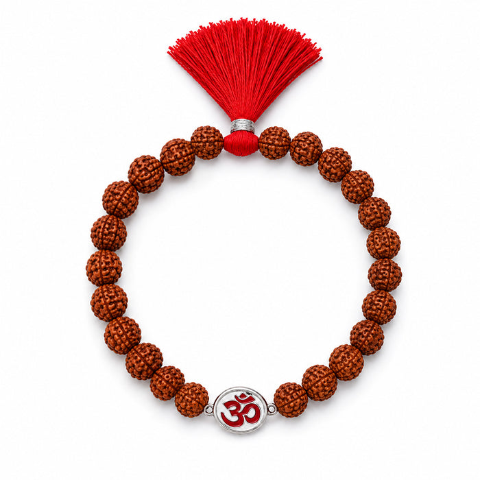 Om Rudraksh Silver Bracelet Rakhi (Zavya Signature)