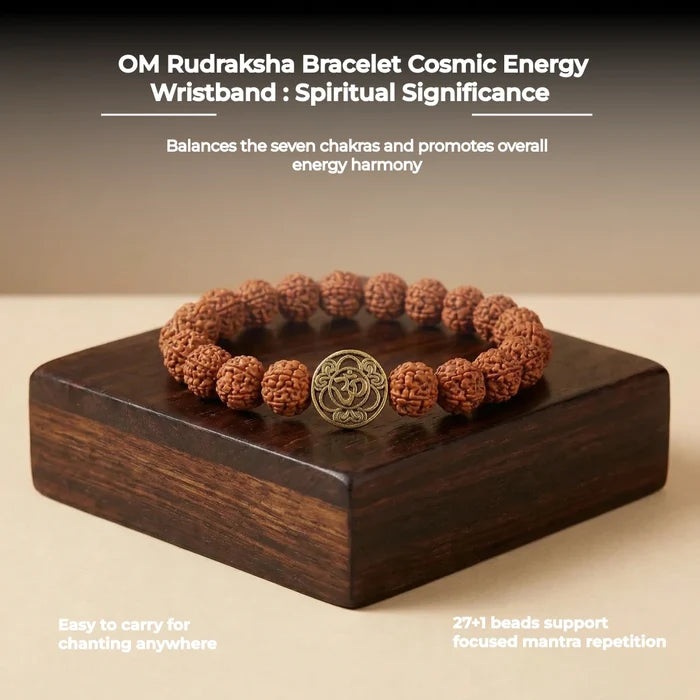 OM Rudraksha Bracelet Cosmic Energy Wristband - view 3
