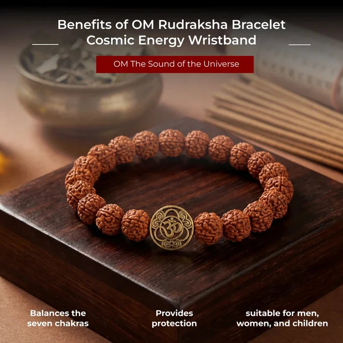 OM Rudraksha Bracelet Cosmic Energy Wristband - view 4