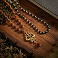 Om Shiva Rudraksha 54 Beads & Karungali Silver Cap Necklace Combo (Certified)