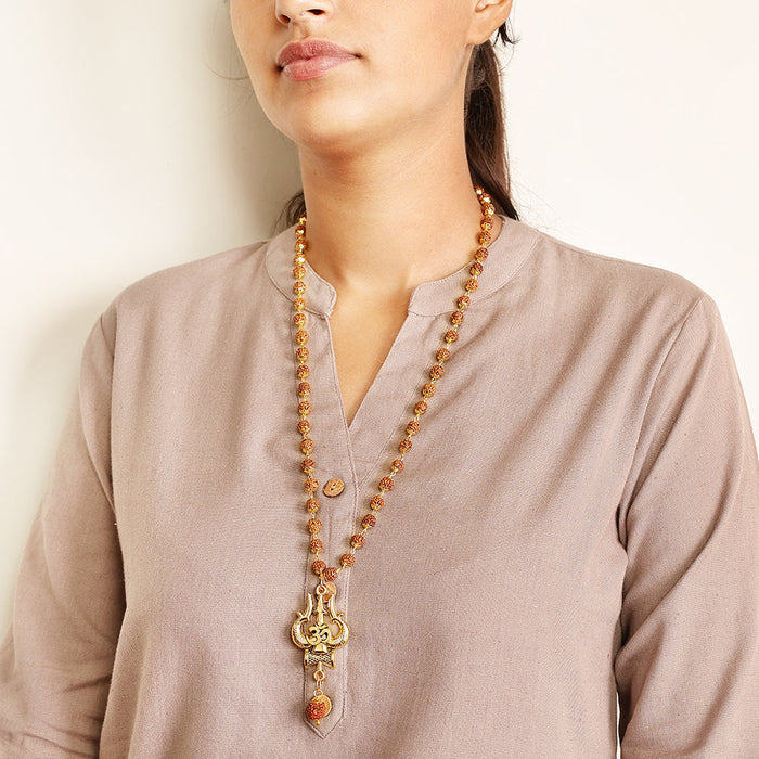 OM Shiva Trishool Rudraksha Necklace 54 Beads - view 2