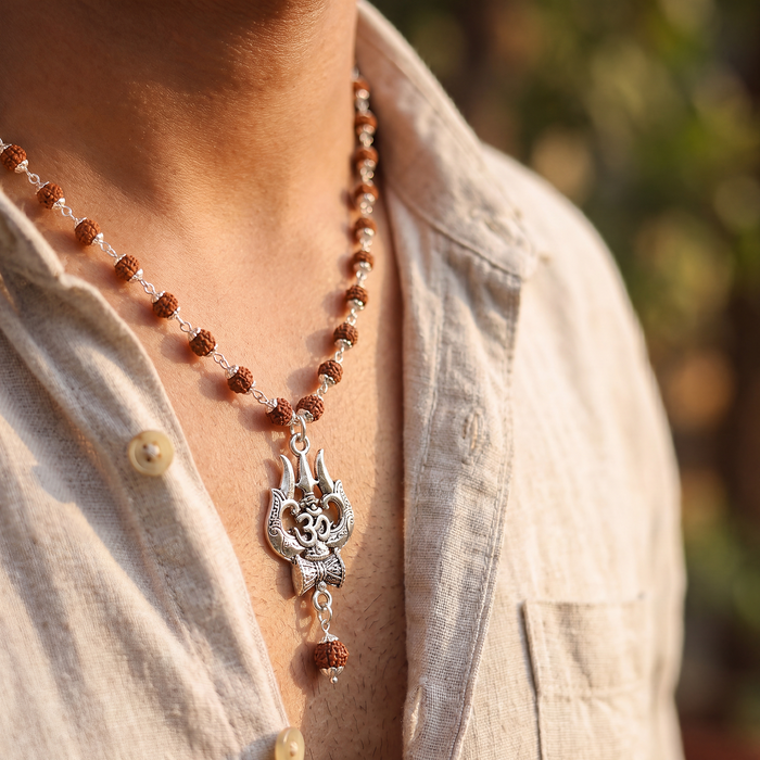 OM Shiva Trishool Rudraksha Necklace 54 Beads - view 3
