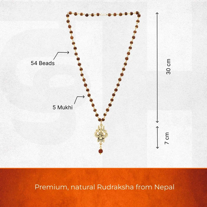 OM Shiva Trishool Rudraksha Necklace 54 Beads - view 5