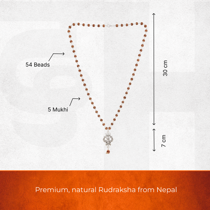 OM Shiva Trishool Rudraksha Necklace 54 Beads - view 6