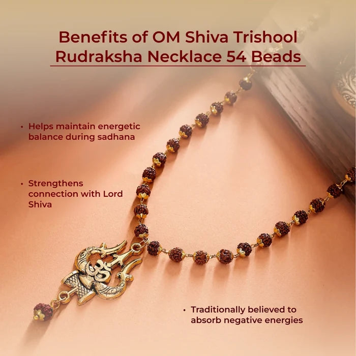 OM Shiva Trishool Rudraksha Necklace 54 Beads - view 7
