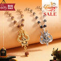 OM Shiva Trishool Rudraksha Necklace Combo with Mahadev Mukh Karungali Pendant