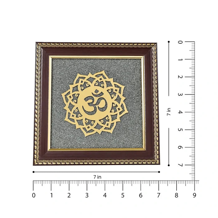 Om Symbol Raw Pyrite Frame | Meditative Mandala for Peace & Cosmic Energy - view 2