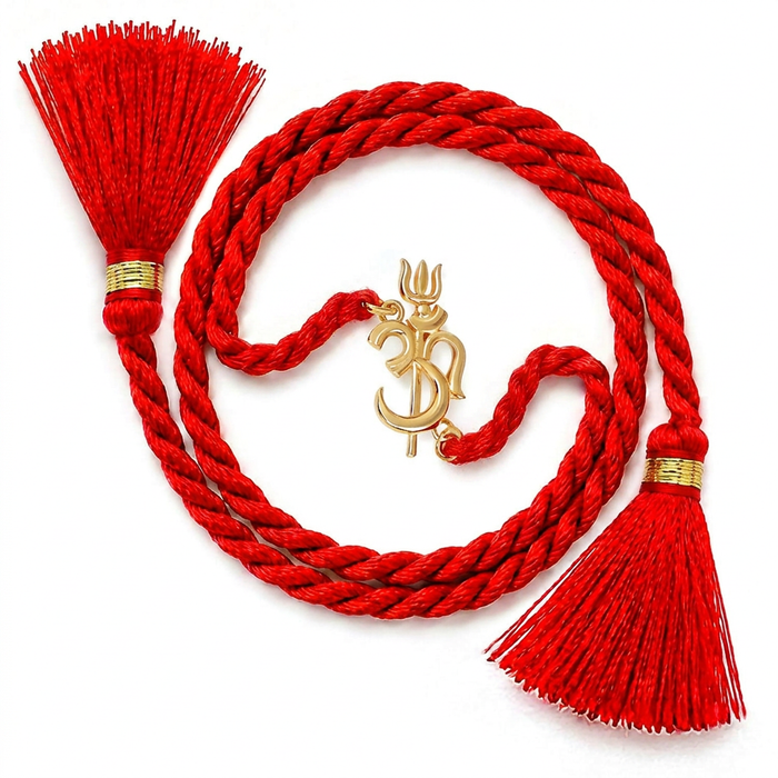 Om Trishul Charm Gold Plated Silver Rakhi (Zavya Signature)