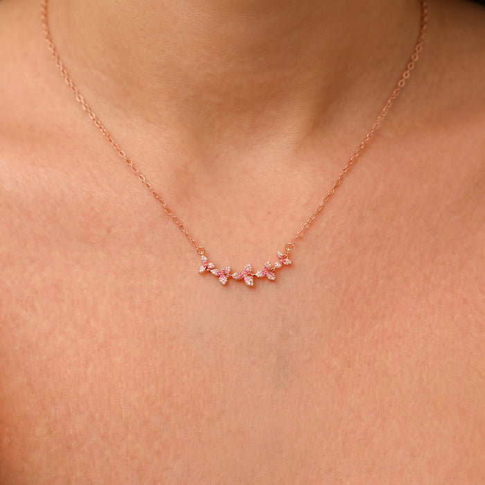Ombre Bloom Rose Gold Plated 925 Silver Necklace (Zavya Signature)