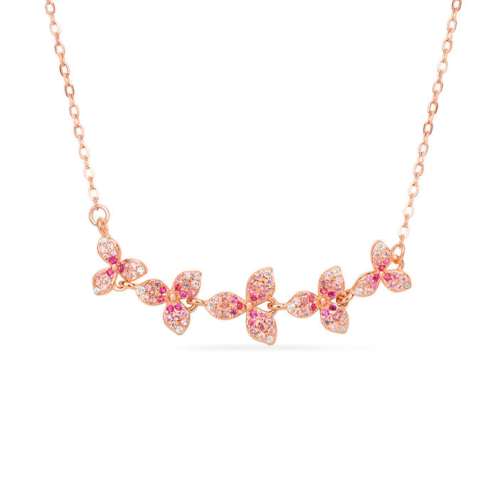 Ombre Bloom Rose Gold Plated 925 Silver Necklace (Zavya Signature)