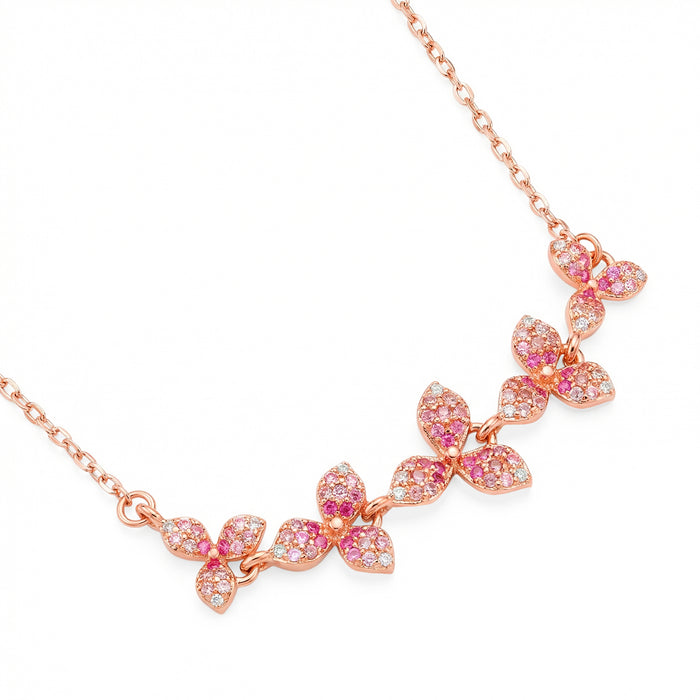 Ombre Bloom Rose Gold Plated 925 Silver Necklace (Zavya Signature)