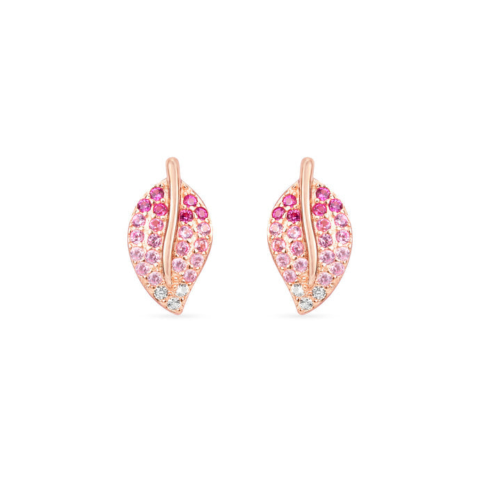 Ombre Blush Leaf Rose Gold Plated 925 Silver Stud Earring (Zavya Signature)