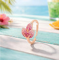 Ombre Blushing Leaf Rose Gold Plated 925 Silver Women Ring (adjustable)