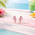 Ombre Dual Leaf Sparkle Rose Gold Plated 925 Silver Stud Earring (Zavya Signature)