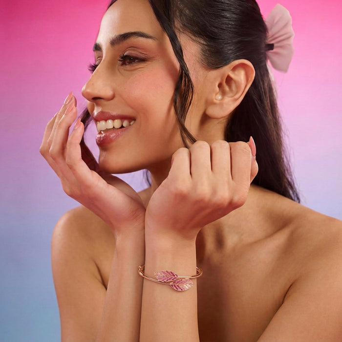Ombre Leaf Rose Gold Plated 925 Silver Bracelet (Zavya Signature)