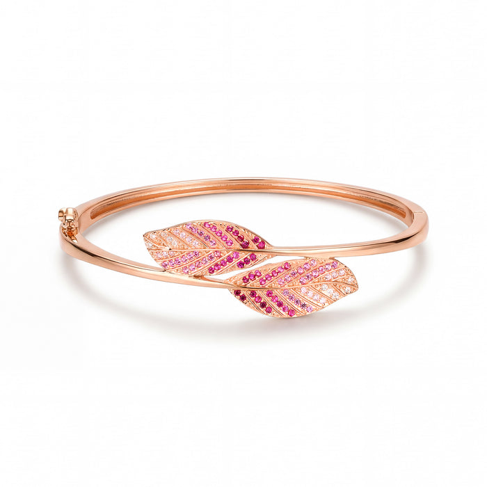 Ombre Leaf Rose Gold Plated 925 Silver Bracelet (Zavya Signature)