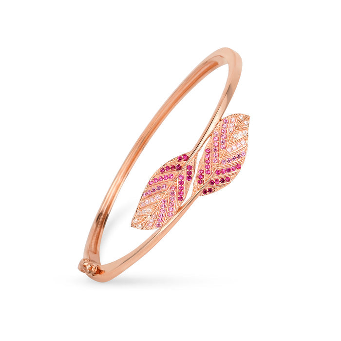 Ombre Leaf Rose Gold Plated 925 Silver Bracelet (Zavya Signature)