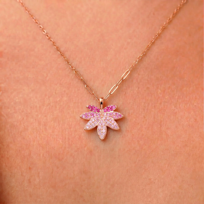 Ombre Petal Rose Gold Plated 925 Silver Necklace