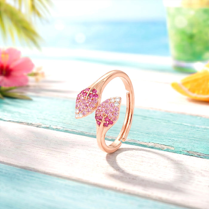 Ombre Spring Blossom Rose Gold Plated 925 Silver Women Ring (Zavya Signature)
