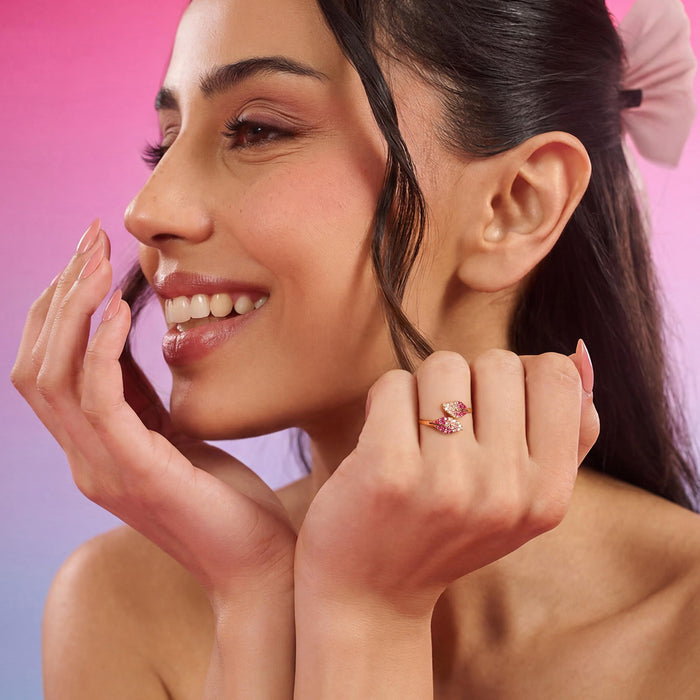 Ombre Spring Blossom Rose Gold Plated 925 Silver Women Ring (Zavya Signature)