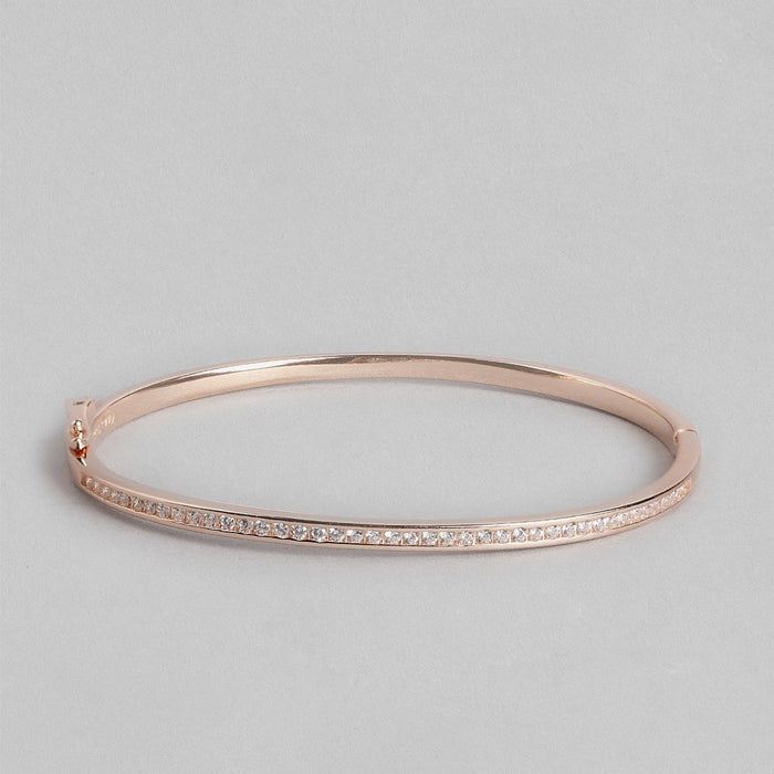One Line CZ Rose Gold Plated 925 Sterling Silver Kada Bracelet