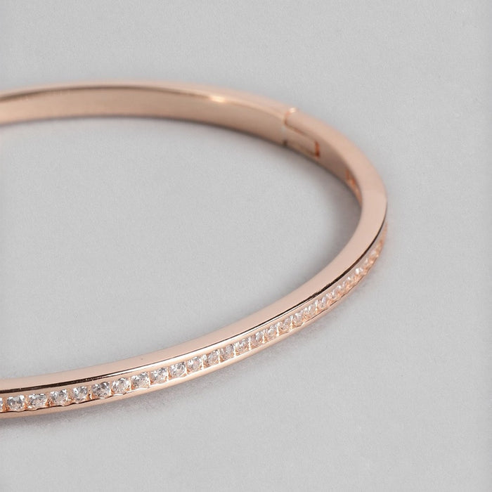 One Line CZ Rose Gold Plated 925 Sterling Silver Kada Bracelet