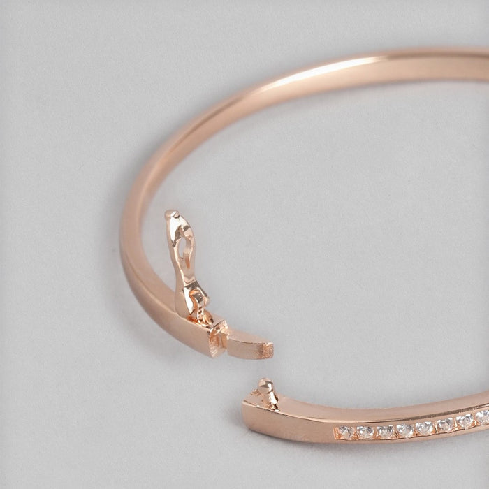One Line CZ Rose Gold Plated 925 Sterling Silver Kada Bracelet