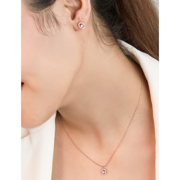 Opulent Oval Whispers Rose Gold-Plated CZ 925 Sterling Silver Jewelry Set