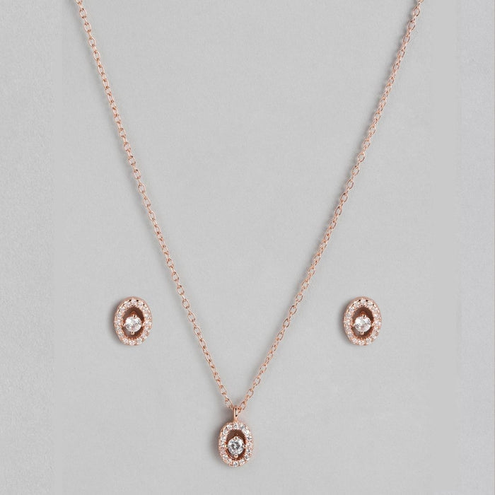 Opulent Oval Whispers Rose Gold-Plated CZ 925 Sterling Silver Jewelry Set