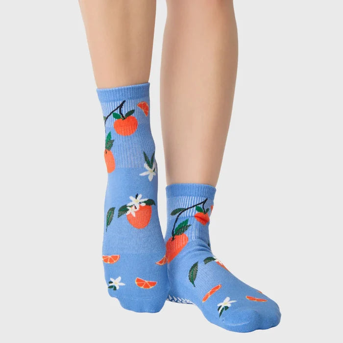 Orange Toss Ankle Grip Socks
