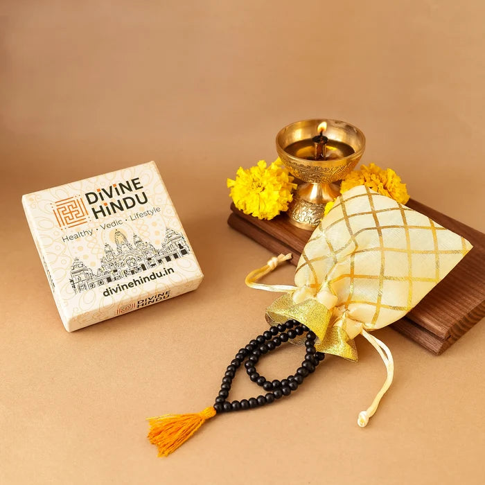 Original Karungali Malai 108-Beads Ebony Wood with Govt. Certified with FREE Karungali Bracelet