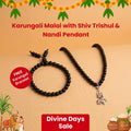 Original Karungali Malai with Shiv Trishul & Nandi Pendant with FREE Karungali Bracelet