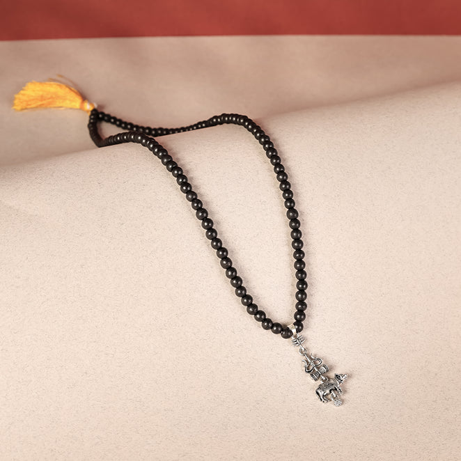 Original Karungali Malai with Shiv Trishul & Nandi Pendant