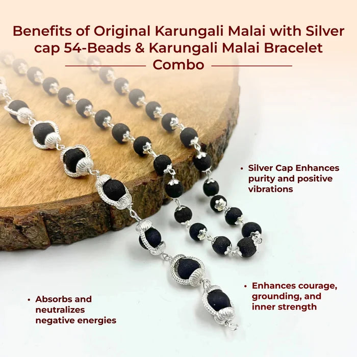 Original Karungali Malai with Silver cap 54-Beads & Karungali Malai Bracelet Combo with Govt. Certification - view 2