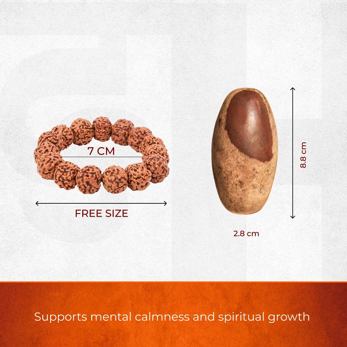 Original Narmadeshwar Shivling with 5 Mukhi Rudraksha Bracelet Combo - view 3