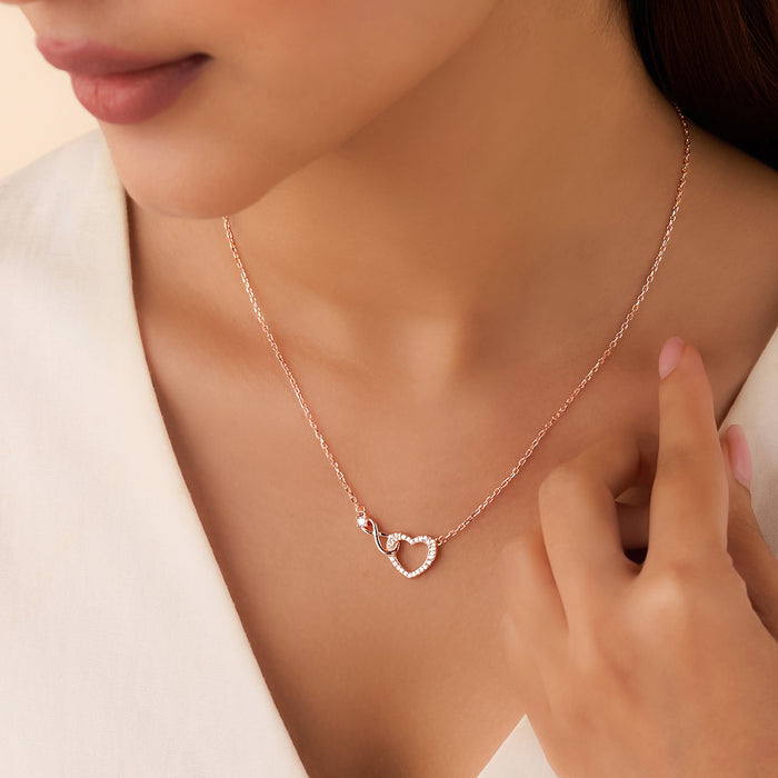 Our Infinite Heart Story Rose Gold Plated 925 Silver Necklace