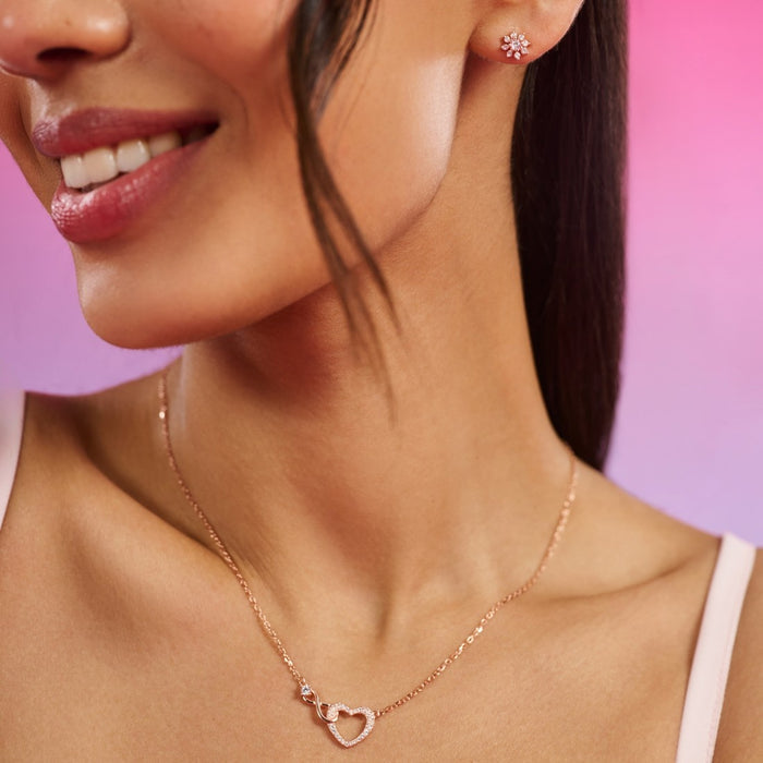 Our Infinite Heart Story Rose Gold Plated 925 Silver Necklace