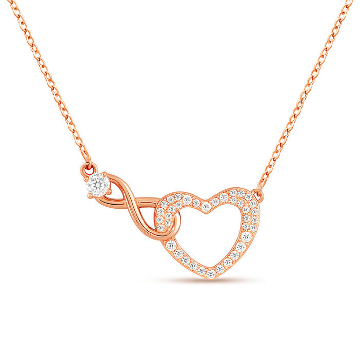 Our Infinite Heart Story Rose Gold Plated 925 Silver Necklace