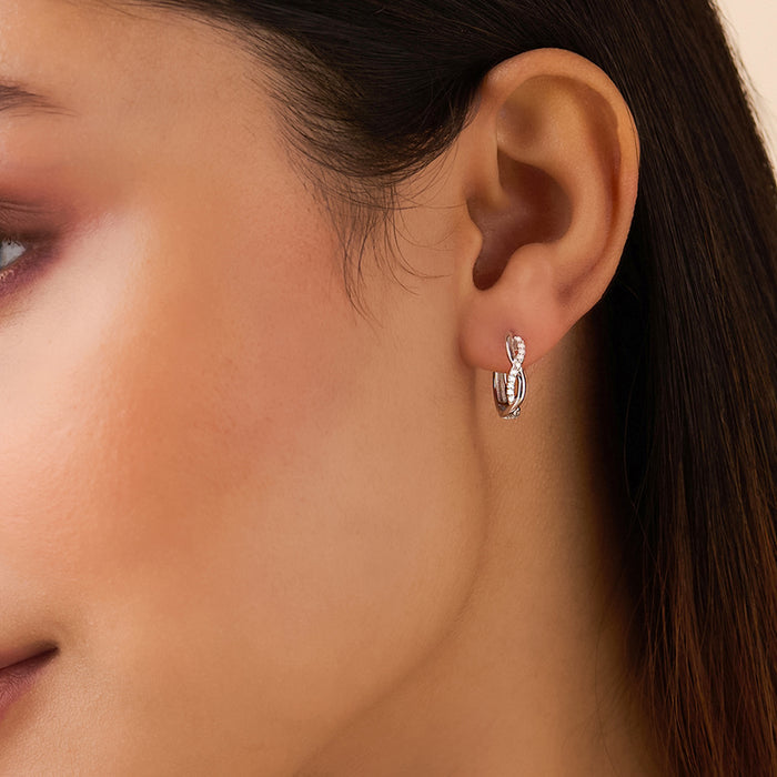 Our Infinite Love Silver Hoop
 Rhodium Plated Earrings